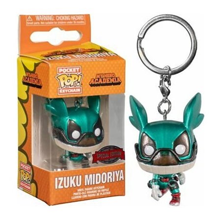 Funko pop chaveiro my hero academia izuku midoriya efeito metálico edição especial 46082