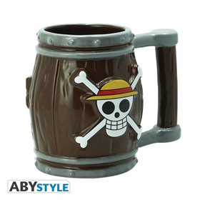 Caneca 3d abysse barril de uma peça com logo jolly roger