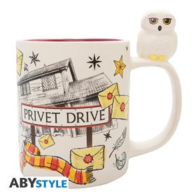 Caneca 3d abystyle harry potter hedwig & ligustro