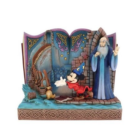 Figura decorativa enesco disney mickey mouse livro de histórias da bruxa mickey