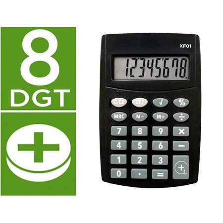 Calculadora de Bolso Xf01 8 Digitos Pilhas Cor Preto 99X64X9 Mm