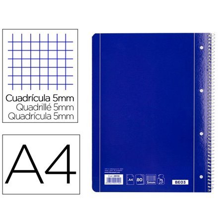 Caderno Espiral Capa Azul 80 F Din A4 Quadriculado