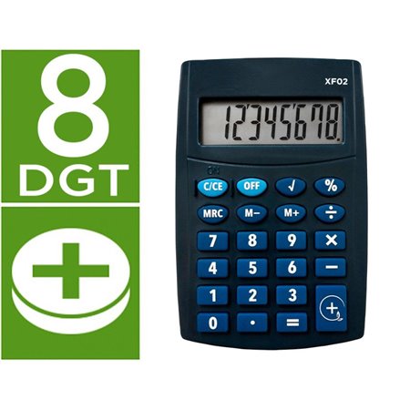 Calculadora de Bolso Xf02 8 Digitos Pilhas Cor Azul 99X64X9 Mm