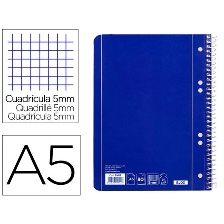 Caderno Espiral Capa Azul 80 F Din A5 Quadriculado