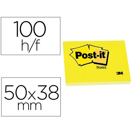 Bloco de Notas Adesivas Post-It Post-It Amarelo 50 x 38 Mm