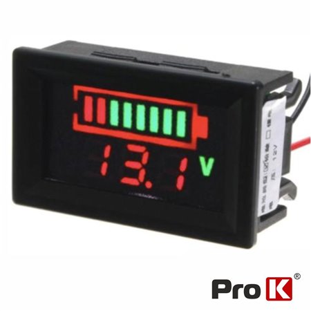 VOLTIMETRO DIGITAL LED 12VDC PAINEL C/ CAPACIDADE PROK