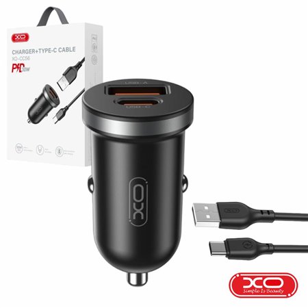 Adaptador Isqueiro USB-A PD / USB-C 30W C/ Cabo USB-C XO