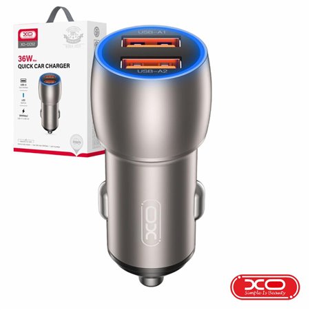 Adaptador Isqueiro 2 USB-A 5V 36W QC 3.0 XO