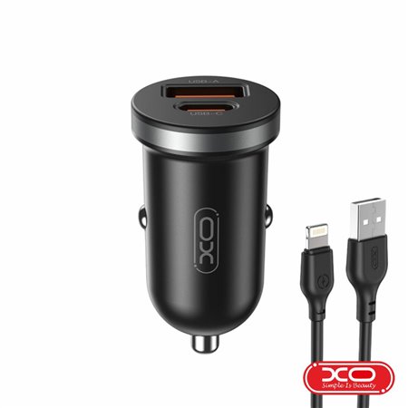 Adaptador Isqueiro USB-A PD / USB-C 30W C/ Cabo Lightning XO