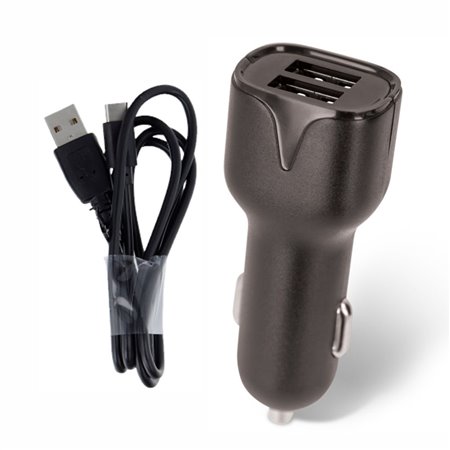 Adaptador Isqueiro 2 USB-A 5V 2.4A + Cabo USB-A / USB-C 1m