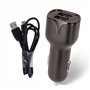 Adaptador Isqueiro 2 USB-A 5V 2.4A + Cabo USB-A / USB-C 1m