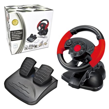 Volante C/ Pedais P/ PC/PSX/PS2/PS3 13 Botões Vibração