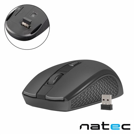 Rato Óptico S/ Fios 800-1200-1600DPI USB Preto NATEC