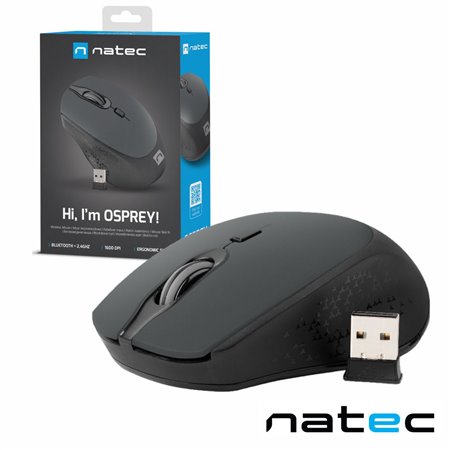 Rato Óptico S/ Fios 800-1600DPI USB 2.4GHz Bluetooth NATEC