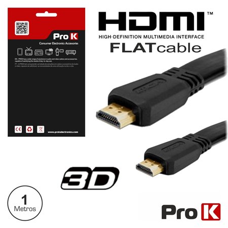 CABO HDMI DOURADO MACHO / MACHO 1.4 PRETO 1M FLAT PROK