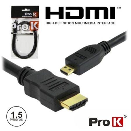 CABO HDMI DOURADO MACHO / MICRO HDMI MACHO PRETO 1.5M PROK