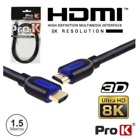 CABO HDMI DOURADO MACHO / MACHO 2.1 8K PRETO 1.5M PROK