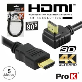 CABO HDMI DOURADO MACHO / MACHO 2.0 4K PRETO 5M 90º PROK