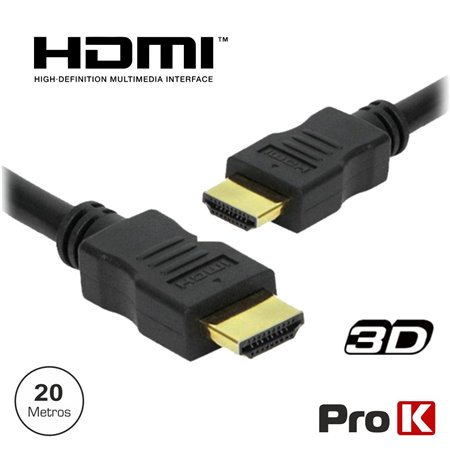 CABO HDMI DOURADO MACHO / MACHO 1.4 PRETO 20M PROK