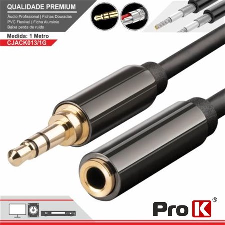 CABO JACK 3.5MM MACHO / JACK 3.5MM FEMEA 1M ST PROK