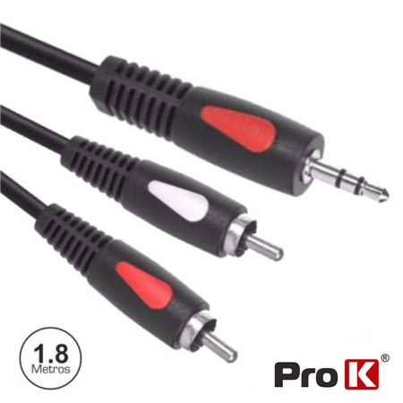 CABO JACK 3.5MM MACHO ST / 2-RCA MACHO 10M PROK