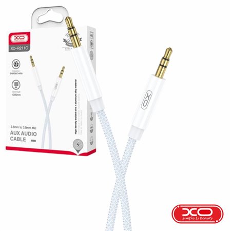 Cabo Jack 3.5mm Macho / Jack 3.5mm Macho 1m Branco/Azul XO