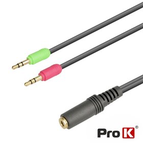 Cabo Jack 3.5mm Femea 4P / 2 Jack 3.5mm Macho Stereo 0.2m
