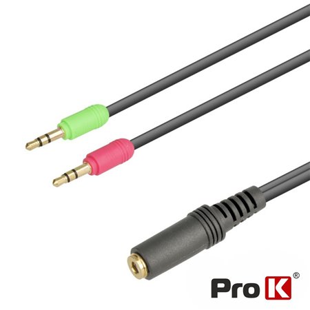 Cabo Jack 3.5mm Femea 4P / 2 Jack 3.5mm Macho Stereo 0.2m