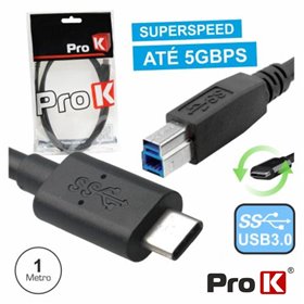 CABO USB-C 3.0 MACHO / USB-B MACHO 1M PROK CABO USB-C 3.0 MACHO / USB-B MACHO 1M PROK