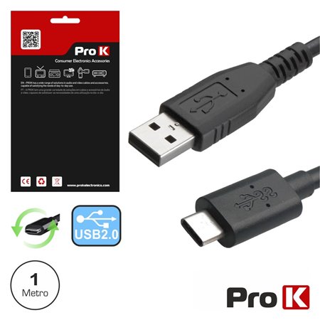 CABO USB-C 2.0 MACHO / USB-A MACHO 1M PROK