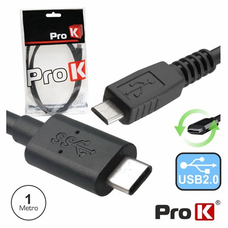 CABO USB-C 2.0 MACHO / MICRO USB-B MACHO 1M PROK