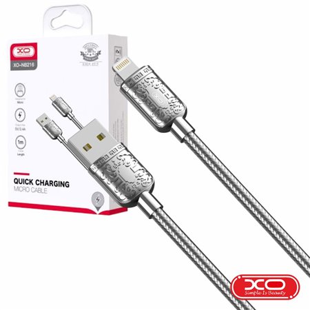 Cabo USB-A 2.0 Macho / USB-C 2.4A 1m Prateado XO