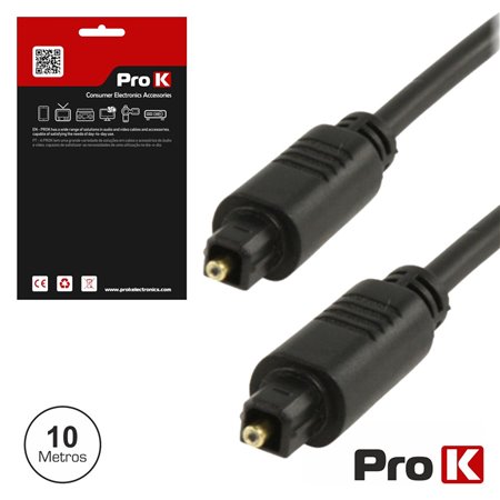 CABO FIBRA ÓPTICA TOSLINK-TOSLINK 10M PRETO PROK