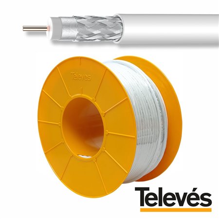 Cabo Coaxial 75 Ohm Ø6.7mm Branco  TELEVÉS