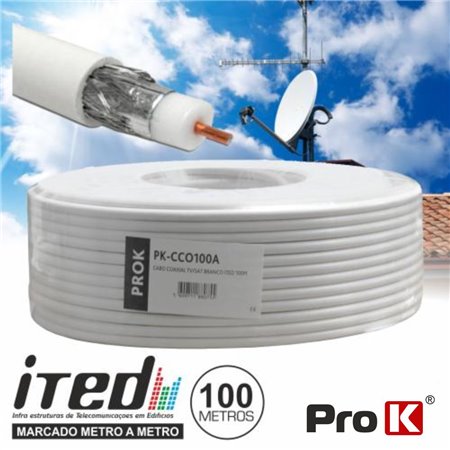 CABO COAXIAL 75 Ohm BRANCO PROK