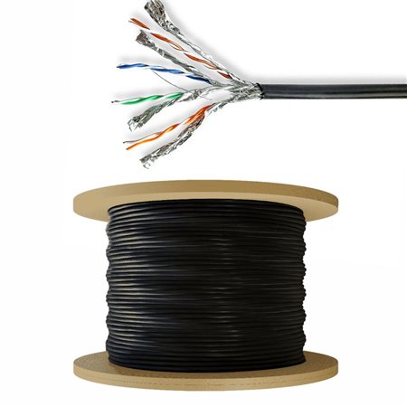 Cabo S/FTP CAT7 AWG24 Rígido 100m Exterior Preto