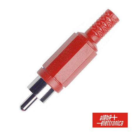 FICHA RCA MACHO VERMELHA PVC C/ PROTEÇÃO DE CABO