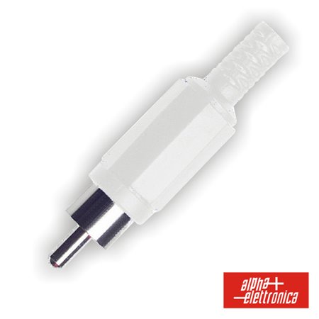 FICHA RCA MACHO BRANCA PVC C/ PROTEÇÃO DE CABO