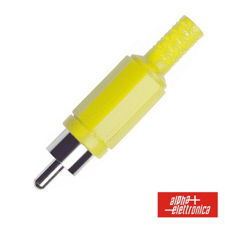 FICHA RCA MACHO AMARELA PVC C/ PROTEÇÃO DE CABO