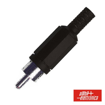 FICHA RCA MACHO PRETA PVC C/ PROTEÇÃO DE CABO