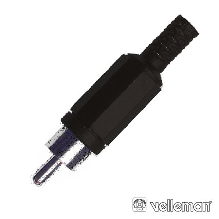 FICHA RCA MACHO PRETA PVC C/ PROTEÇÃO DE CABO