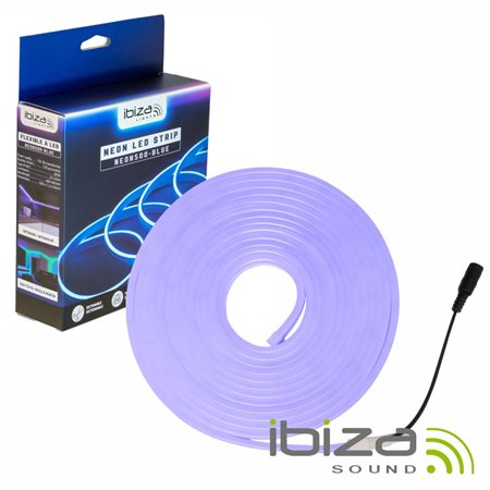 Fita 600 LEDS 2835 12V 5m IP65 Efeito Néon Azul IBIZA