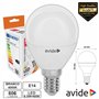 Lâmpada LED E14 Globo G45 6.5W 230V 4000K 806lm AVIDE