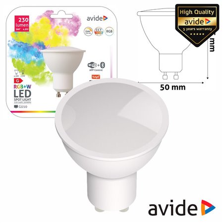 Lâmpada GU10 Dimável 4.9W LED RGBW WIFI AVIDE