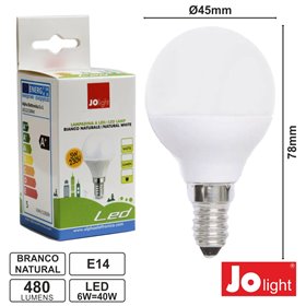 LÂMPADA E14 6W40W 230V GLOBO 480LM BRANCO NATURAL LÂMPADA E14 6W40W 230V GLOBO 480LM BRANCO NATURAL
