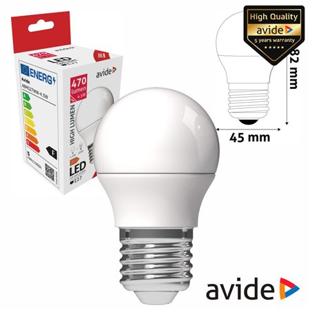 Lâmpada LED E27 Globo G45 4.5W 230V 3000K 470lm AVIDE