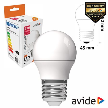 Lâmpada LED E27 Globo G45 4.5W 230V 4000K 470lm AVIDE