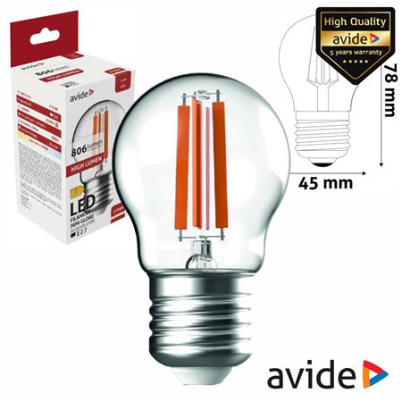 Lâmpada LED E27 Globo Filamento 6.5W 230V 3000K 806lm AVIDE