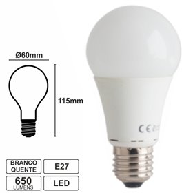 LÂMPADA E27 7W60W 230V 7 LEDS SMD 3528 GLOBO BRANCO QUENTE LÂMPADA E27 7W60W 230V 7 LEDS SMD 3528 GLOBO BRANCO QUENTE