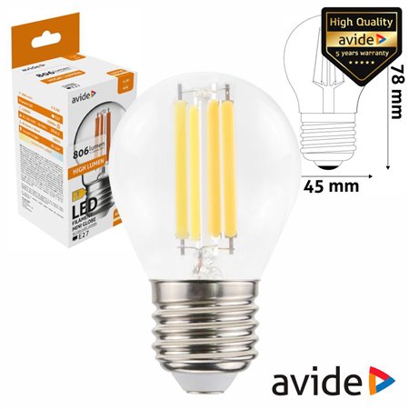 Lâmpada LED E27 Globo Filamento 6.5W 230V 4000K 806lm AVIDE